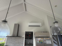 Fujitsu Hi Wall Heat Pump installation - This customer in Wainui needed to warm up his large living area so we installed this 10kw Fujitsu hi wall heat pump ASTH34KMTD