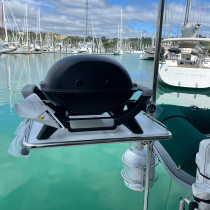 A swing-out custom-designed bait board with an integrated gas bottle holder.
