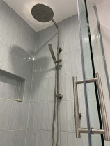 Monsoon shower head and slide rail
