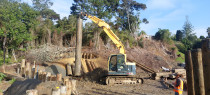 Sub Division - Birkenhead - Installing temporary steel casings to unstable ground.