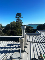 Working on the flue and cowl with a view
