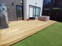 Back yard vitex deck - Back yard vitex deck built and artificial turf garden