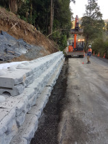 Slip and concrete block retaining wall Huia