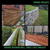 Various retaining wall, fence and gate projects