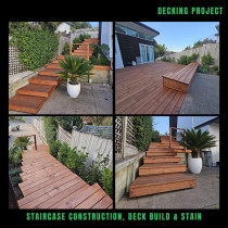 Stiarcase construction, deck build & stain