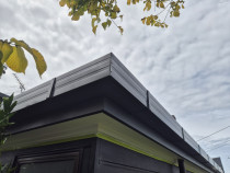 Box gutter corner - 125mm box gutter with external brackets,  colour- ironsand