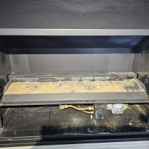 A Real Fires RF 800 in need of a good service . - Remove and clean coals .
Replace vermiculite if its full of dust and grime. 
Replace the pilot assembly. 
Re build and check gas pressures