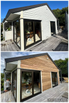 Stripped back cedar weatherboards in poor condition by Paint Professionals