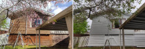 Painting the weatherboard and oiling the deck