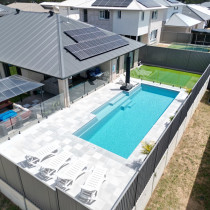 The Elegance Fibreglass Pool - The Elegance is our best-selling rectangular pool for a reason. It features a unique 'Central Step' design that moves the entry point to the middle, leaving a completely unobstructed swimming lane on the side—perfect for lap swimming or pool games.

With its sharp square corners and modern lines, it fits perfectly in contemporary homes across Auckland, from Ponsonby villas to new builds in Silverdale. The central seating nook is also ideal for adding spa jets.

Check out the 6m to 12m size options and floorplans here:
www.principalpools.co.nz/the-elegance/