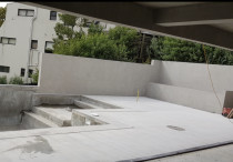 Swimming Pool - Solid Plastering and installation of 900x900 tiles