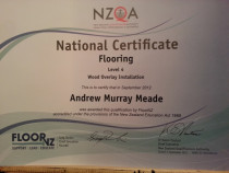 Wood Overlay qualification - Andrew Meade Flooring Ltd - We are one of only two certified Wood flooring installers in the lower North Island