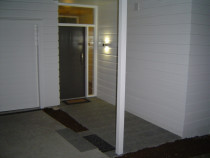 Wood Renovations - New entrance way, new weatherboards, entrance door, tiles etc.