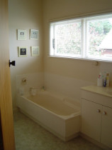 Wood Renovations - Before photo showing the old bathroom