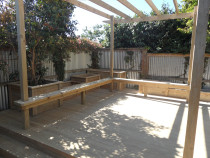 PANNA Woodworks Ltd - functional & great looking bench and raised beds incoporated into deck - our own design:)